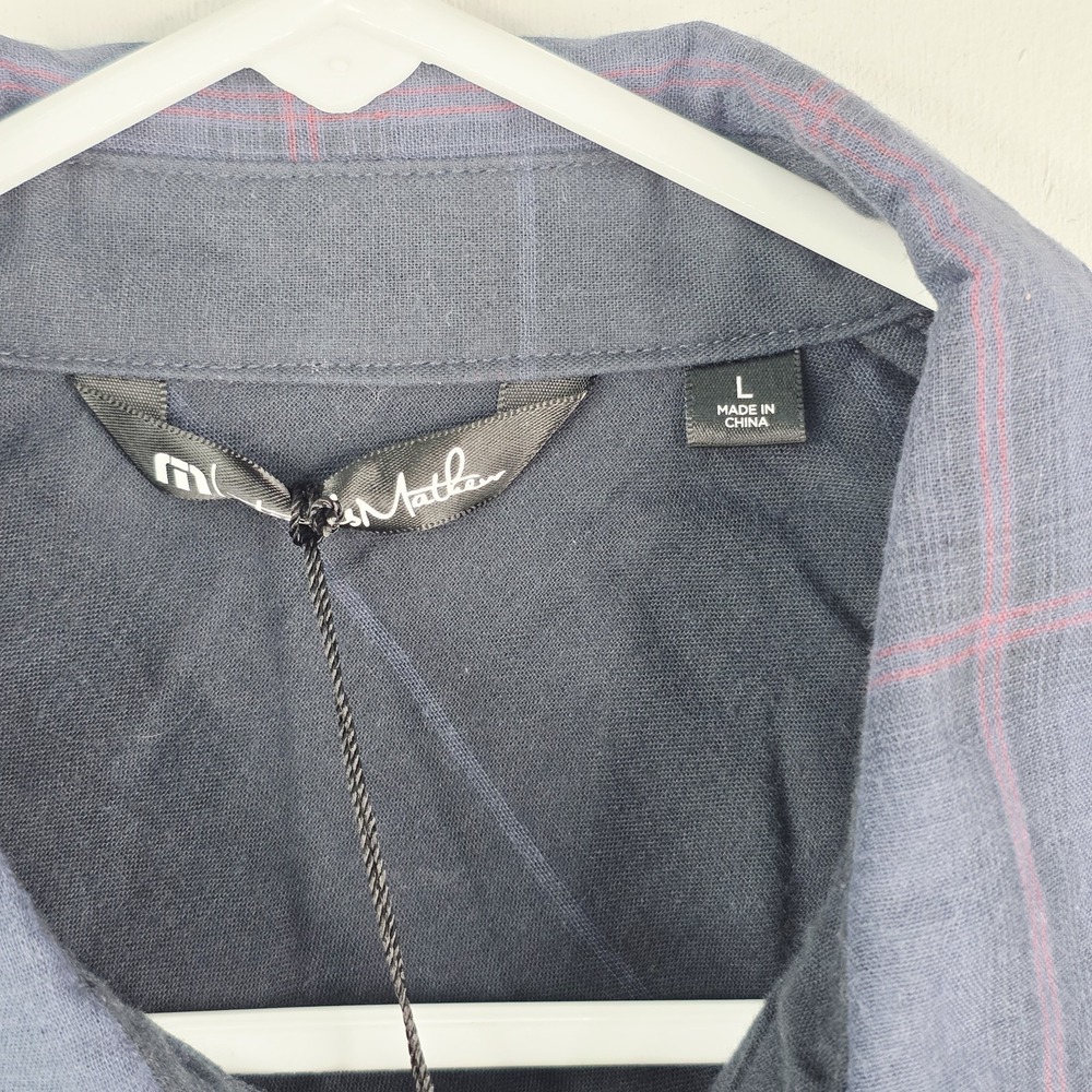 Travis Mathew Shirt Men's Large Blue Plaid Flannel Long Sleeve Button Up NWT‎ - Picture 5 of 12